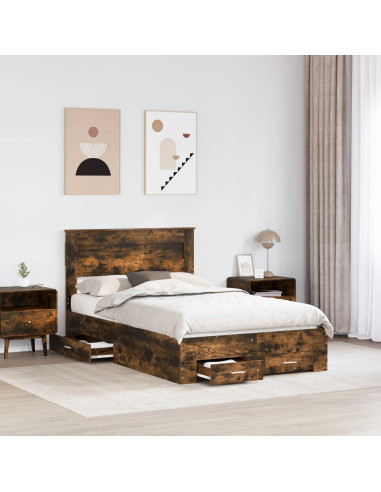 Struttura del letto Rovere fumé 135 x 190 cm Legno multistrato