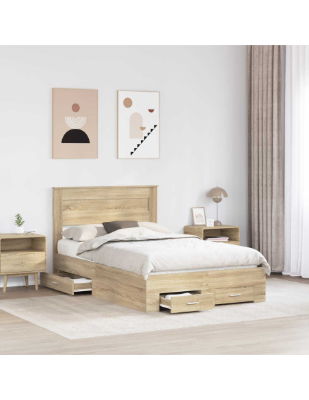 Struttura del letto con testiera Rovere Sonoma 120 x 200 cm