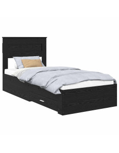 Struttura del letto Rovere Nero 100 x 200 cm Legno multistrato 2