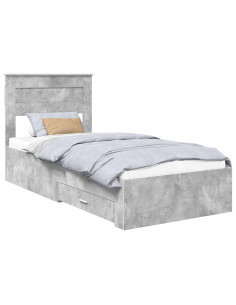 Struttura del letto con testiera Grigio cemento 100 x 200 cm 2