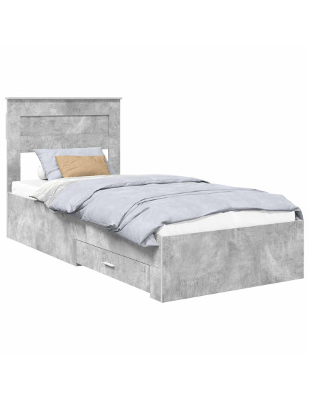 Struttura del letto con testiera Grigio cemento 100 x 200 cm