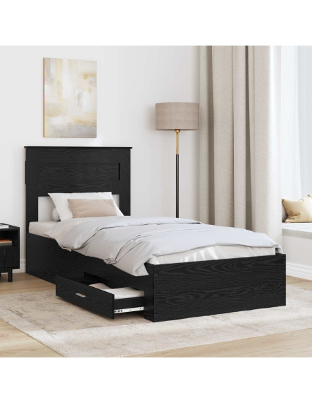 Struttura del letto Rovere Nero 90 x 190 cm Legno multistrato