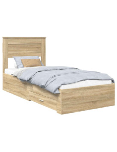 Struttura del letto Rovere Sonoma 90 x 190 cm Legno multistrato 2