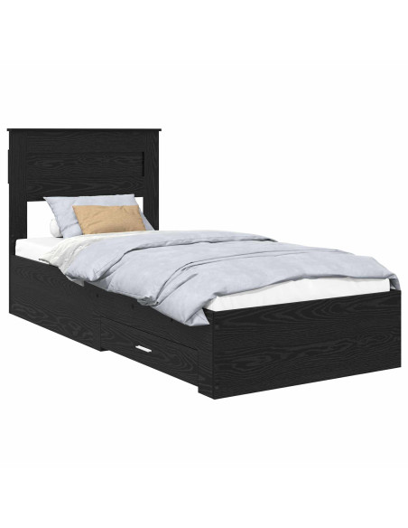 Struttura del letto Rovere Nero 90 x 200 cm Legno multistrato