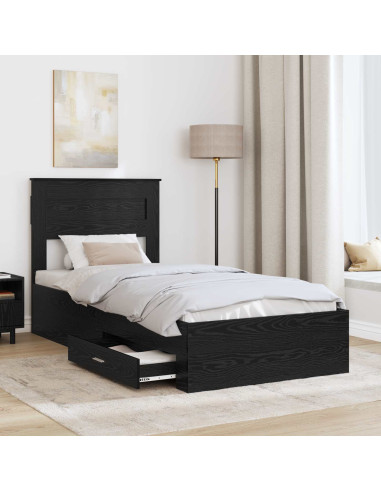 Struttura del letto Rovere Nero 90 x 200 cm Legno multistrato