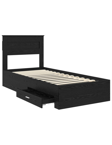 Struttura del letto Rovere Nero 90 x 200 cm Legno multistrato