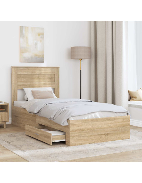 Struttura del letto Rovere Sonoma 90 x 200 cm Legno multistrato