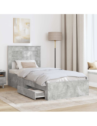 Struttura del letto con testiera Grigio cemento 90 x 200 cm