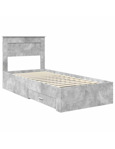 Struttura del letto con testiera Grigio cemento 90 x 200 cm
