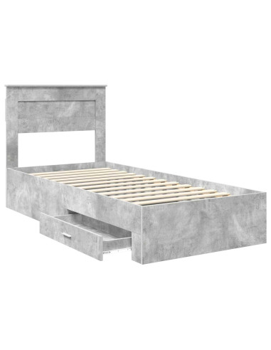 Struttura del letto con testiera Grigio cemento 90 x 200 cm