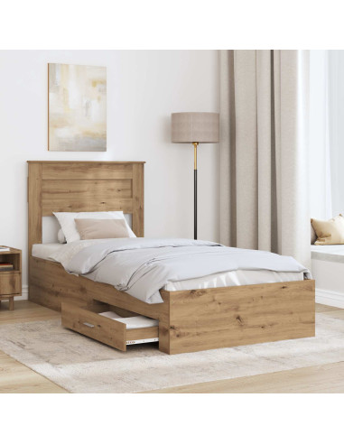 Struttura del letto con testiera Rovere artigianale 90 x 200 cm