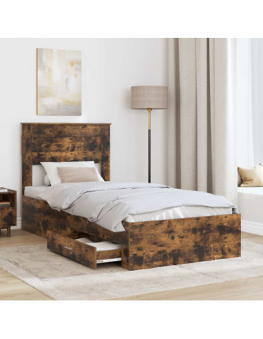 Struttura del letto Rovere Affumicato e Argento 75 x 190 cm