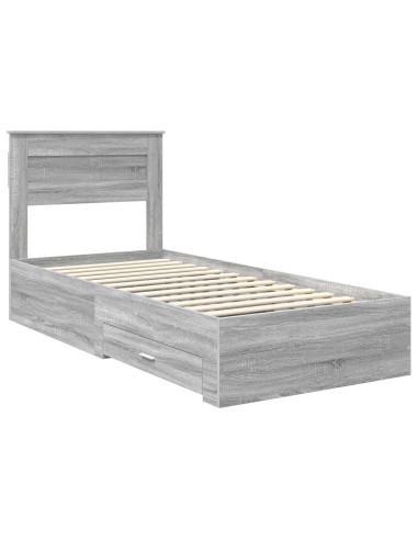 Struttura del letto Grigio Sonoma e Argento 75 x 190 cm