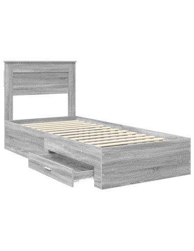 Struttura del letto Grigio Sonoma e Argento 75 x 190 cm