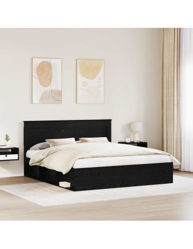 Struttura del letto Nero 200 x 200 cm Pino massello