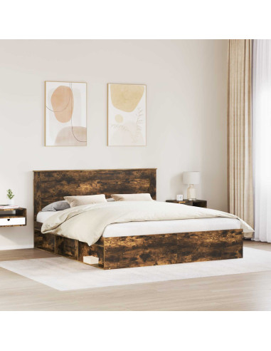 Struttura del letto Rovere fumé 200 x 200 cm Pino massello