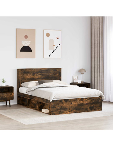 Struttura del letto Rovere fumé 160 x 200 cm Pino massello