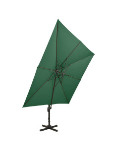 Ombrellone a Sbalzo con Doppia Copertura 300x300 cm Verde