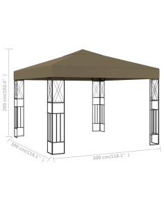 Gazebo 3x3 m Grigio Talpa in Tessuto