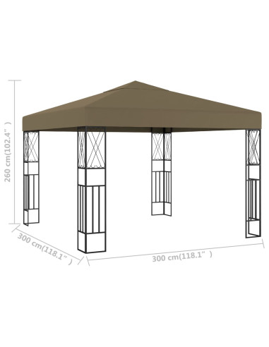 Gazebo 3x3 m Grigio Talpa in Tessuto