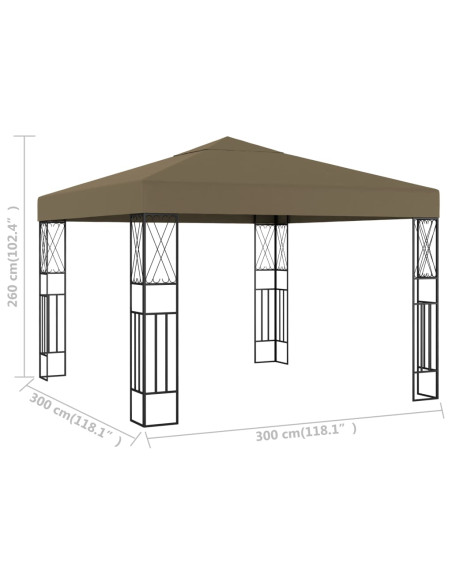 Gazebo 3x3 m Grigio Talpa in Tessuto