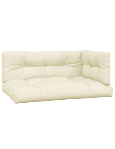 Cuscini per Pallet 3 pz Crema in Tessuto