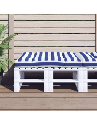 Cuscino per Pallet Strisce Bianche e Blu 120x80x12cm in Tessuto