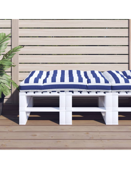 Cuscino per Pallet Strisce Bianche e Blu 120x80x12cm in Tessuto