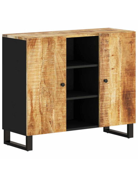 Credenza con 2 Ante 90x33x75 cm in Legno Massello di Mango
