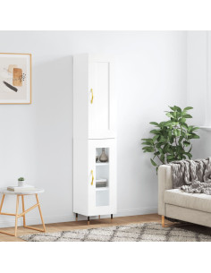 Credenza Bianca 34,5x34x180 cm in Legno Multistrato