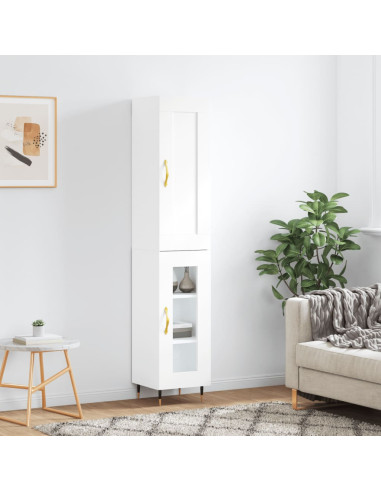 Credenza Bianca 34,5x34x180 cm in Legno Multistrato