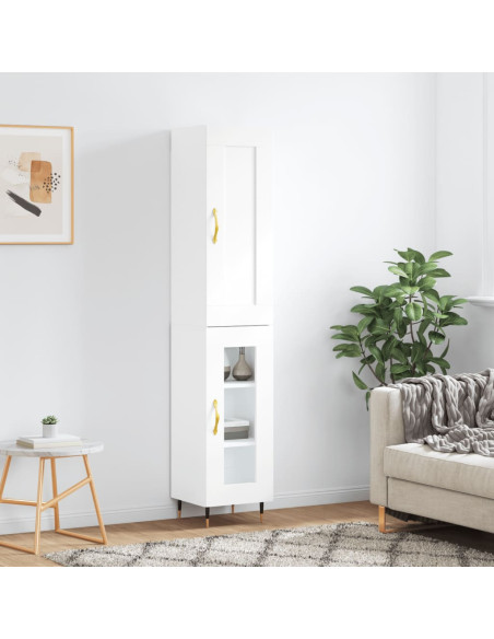 Credenza Bianca 34,5x34x180 cm in Legno Multistrato