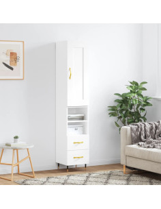 Credenza Bianca 34,5x34x180 cm in Legno Multistrato