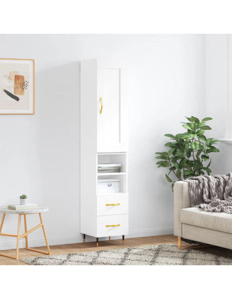 Credenza Bianca 34,5x34x180 cm in Legno Multistrato