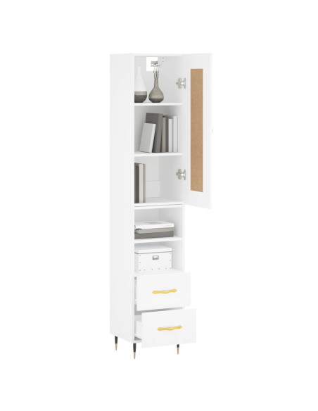 Credenza Bianca 34,5x34x180 cm in Legno Multistrato