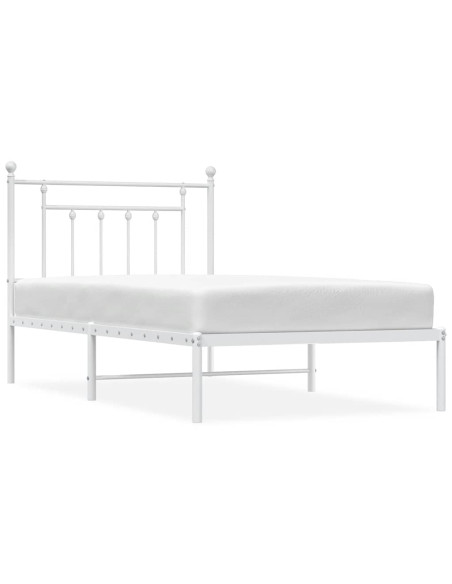 Giroletto con Testiera Metallo Bianco 100x190 cm