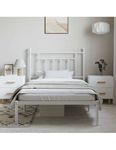 Giroletto con Testiera Metallo Bianco 100x190 cm