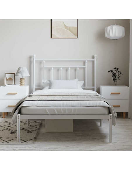 Giroletto con Testiera Metallo Bianco 100x190 cm