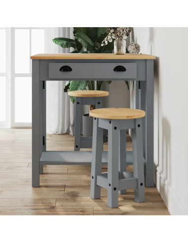 Sgabelli da Bar 2 pz Grigi in Legno Massello di Pino