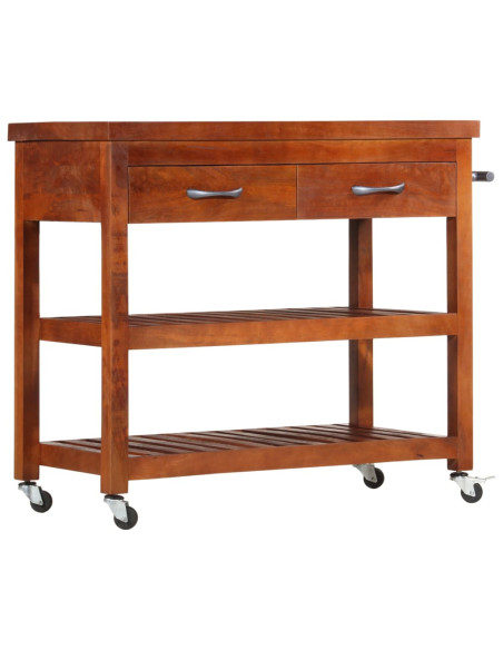 Carrello da Cucina 100x48x89 cm in Legno Massello di Acacia