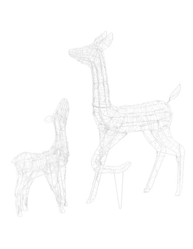 Famiglia di Renne di Natale 160 LED Bianco Freddo in Acrilico