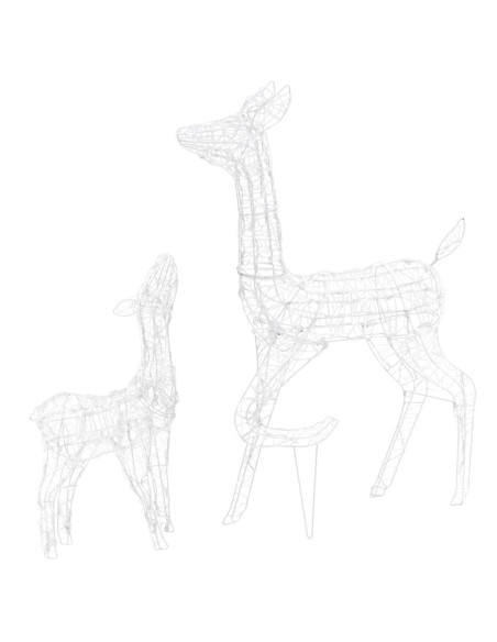 Famiglia di Renne di Natale 160 LED Bianco Freddo in Acrilico