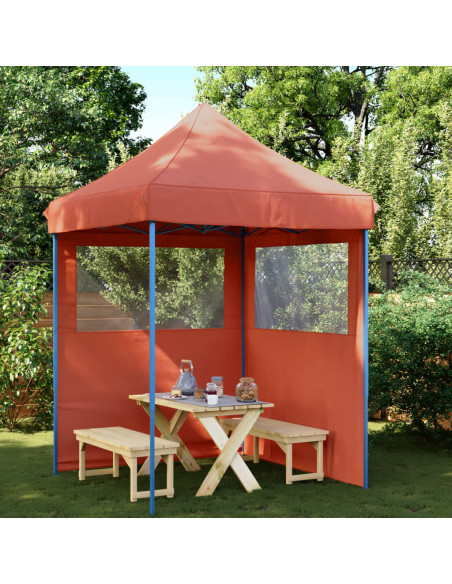 Tendone per Feste Pieghevole Pop-Up con 2 Pareti Terracotta