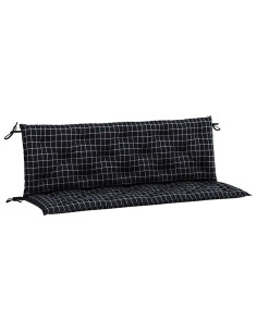 Cuscini Panca da Giardino 2pz a Quadri Nero 150x50x7 cm Tessuto