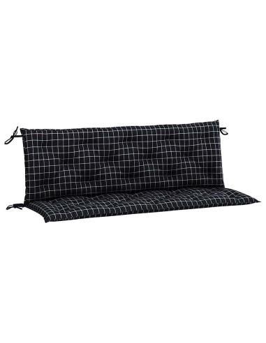 Cuscini Panca da Giardino 2pz a Quadri Nero 150x50x7 cm Tessuto
