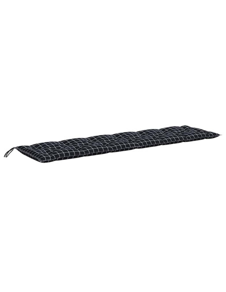 Cuscini Panca da Giardino 2pz a Quadri Nero 150x50x7 cm Tessuto