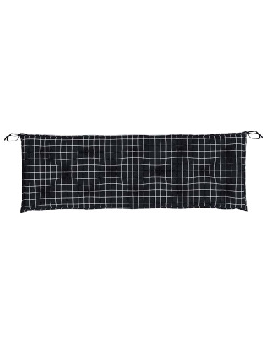 Cuscini Panca da Giardino 2pz a Quadri Nero 150x50x7 cm Tessuto