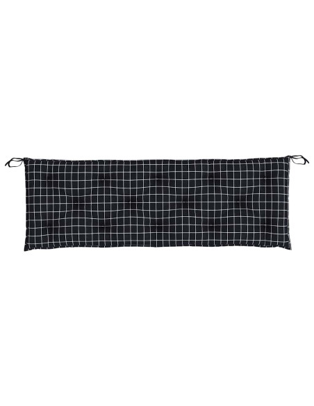 Cuscini Panca da Giardino 2pz a Quadri Nero 150x50x7 cm Tessuto