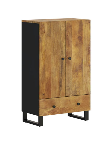 Credenza con Cassetto 60x33x100 cm Legno Massello Mango e Ferro