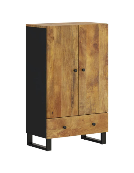 Credenza con Cassetto 60x33x100 cm Legno Massello Mango e Ferro